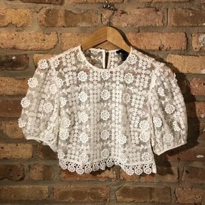 Women’s Short Sleeved Lace Crop Cover